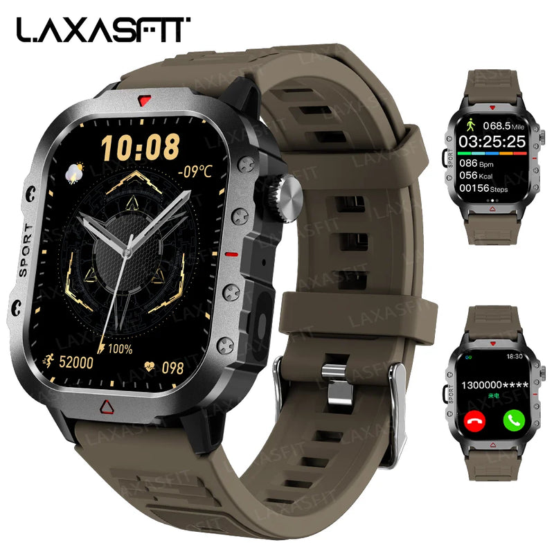 Relógio inteligente militar masculino ao ar livre Bluetooth Talk Sports Monitor de frequência cardíaca Relógio inteligente Android IOS - LAXASFIT