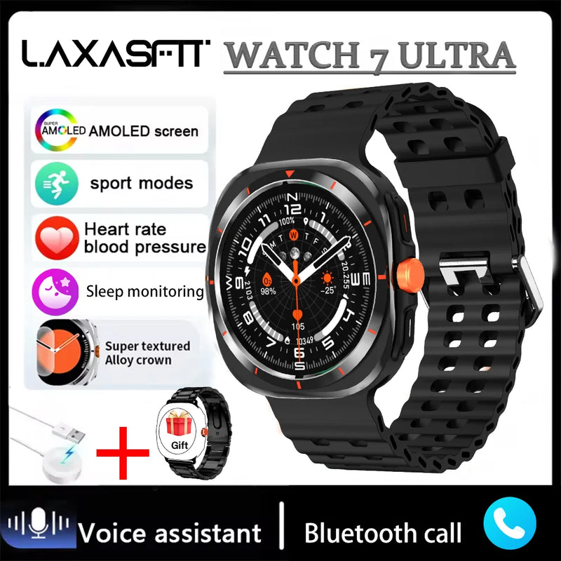 LAXASFIT 2024 New Men's Bluetooth Voice Call AI Voice Outdoor Sports Heart Rate Monitor Women Smartwatch Gift