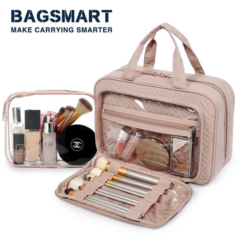 Bolsa de cosméticos feminina BAGSMART para bolsa de maquiagem organizadora bolsa de viagem grande bolsa de higiene à prova d'água bolsa de maquiagem feminina