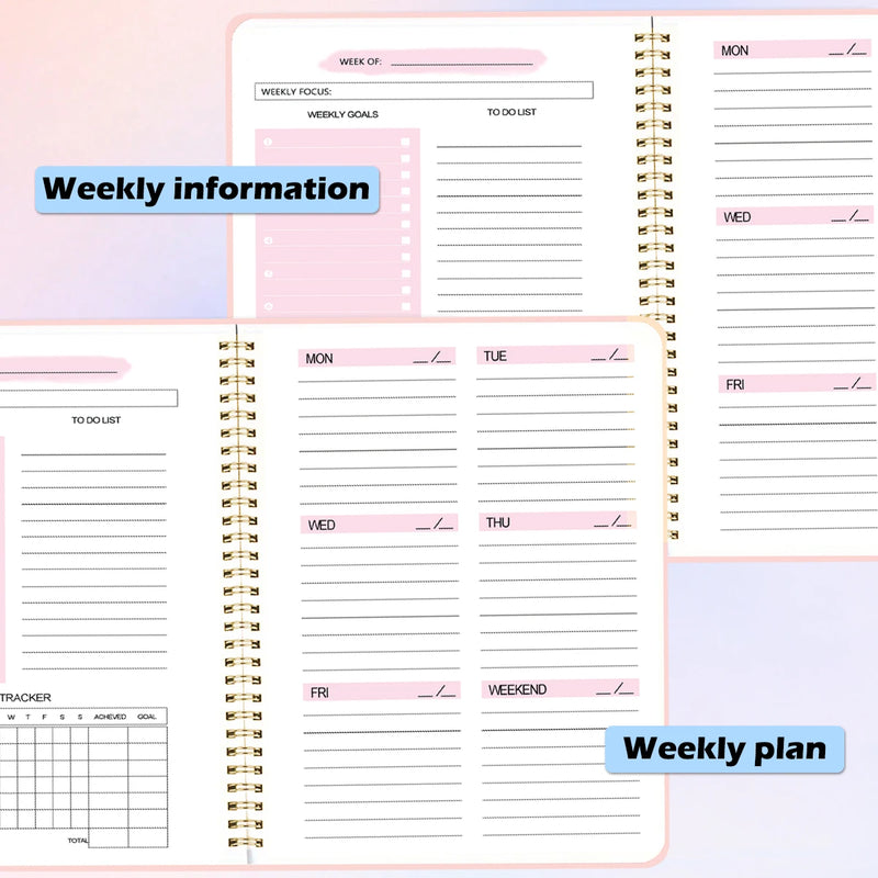 2024 Planner - Planejador semanal agenda bloco de notas a5 notebook 52 planejador semanal agenda papelaria escola material de escritório papelaria