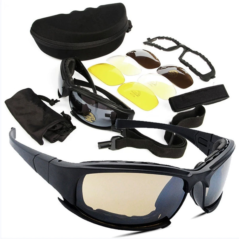 Óculos de sol para esportes ao ar livre, motocicleta, proteção UV400, óculos de proteção para os olhos, lentes intercambiáveis, anti-vento