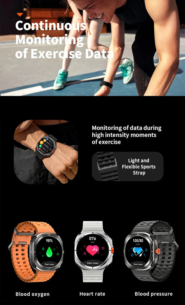 LAXASFIT 2024 New Men's Bluetooth Voice Call AI Voice Outdoor Sports Heart Rate Monitor Women Smartwatch Gift