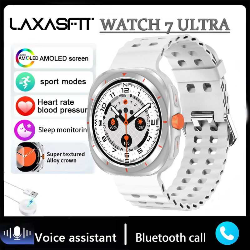 LAXASFIT 2024 New Men's Bluetooth Voice Call AI Voice Outdoor Sports Heart Rate Monitor Women Smartwatch Gift