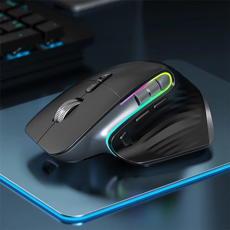 Bluetooth +2.4G Mouse sem fio recarregável 12 cores RGB LED Gaming Mouse ergonômico para computador gamer laptop iPad