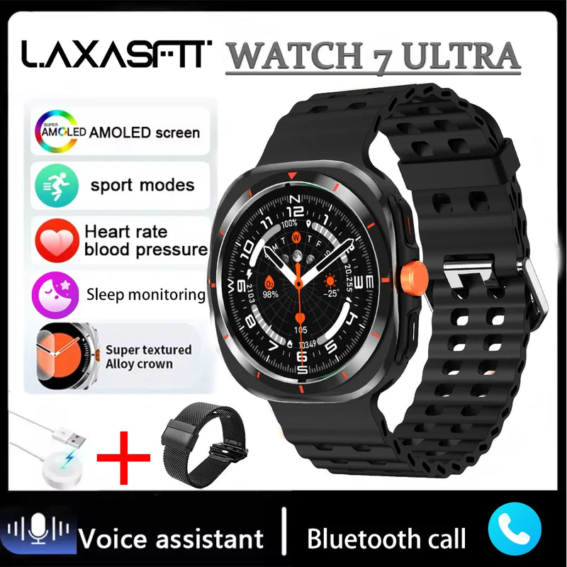 LAXASFIT 2024 New Men's Bluetooth Voice Call AI Voice Outdoor Sports Heart Rate Monitor Women Smartwatch Gift