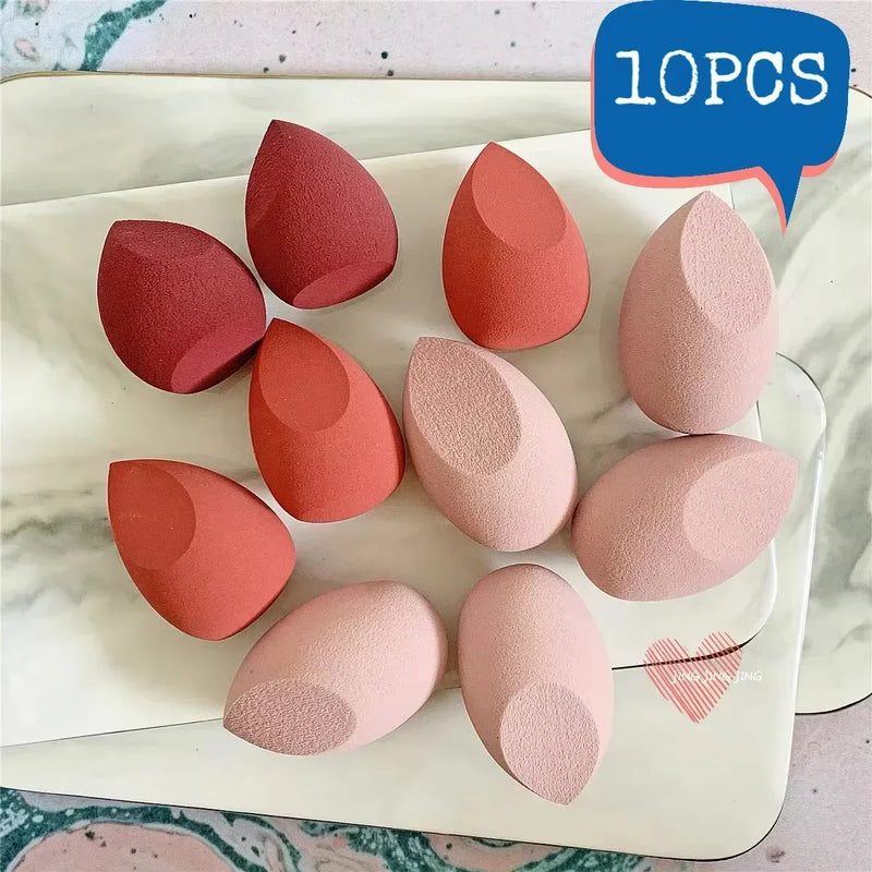 Conjunto com 10(un) de esponjas de maquiagem Puff Base Mulheres Pó Egg Puff, Cosméticas Molhado e seco Dupla utilização Maquiagem