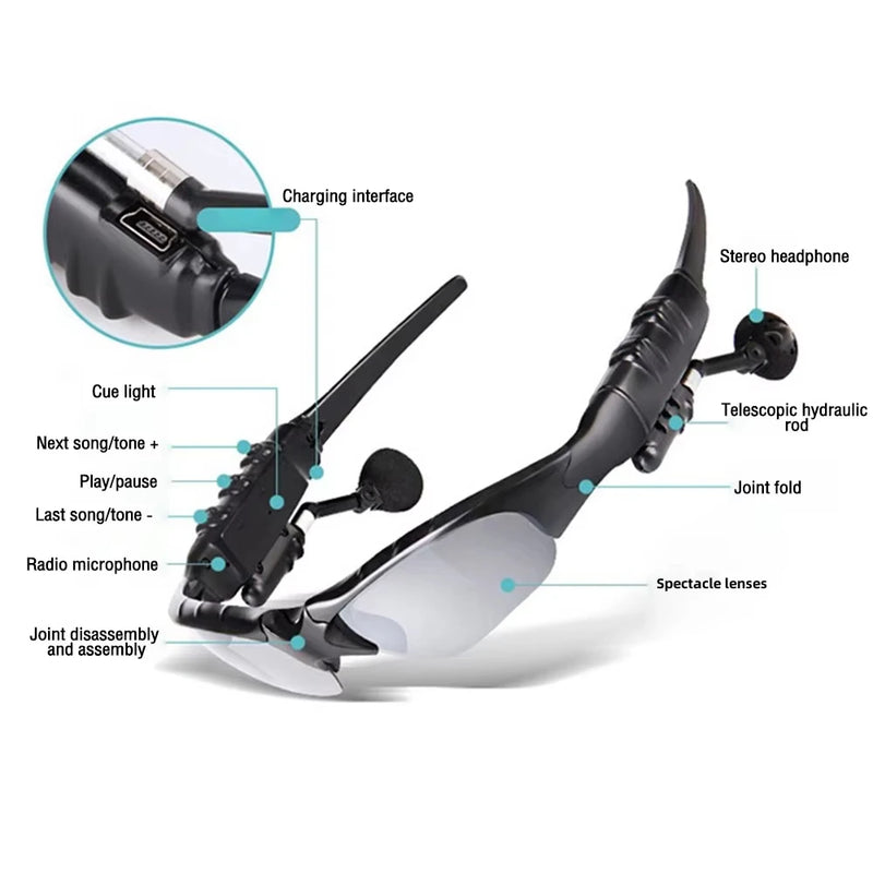 5.0 óculos de áudio bluetooth inteligentes esportes ao ar livre ciclismo som surround fones de ouvido ouvir música chamada óculos de sol polarizados