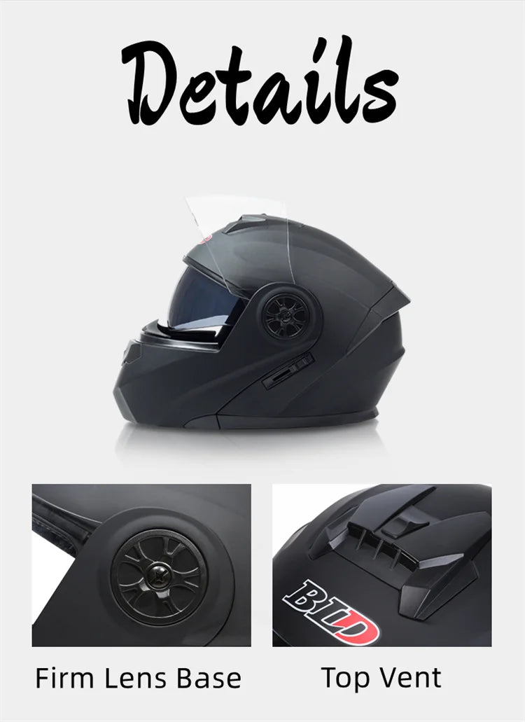 BLD Personalizado Motocicleta Full Face Capacete Homens Mulheres Moda Lente Dupla Capacetes Motocross Corrida Modular Flip Up Casco Moto