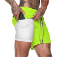 Shorts esportivos masculinos, shorts esportivos de corrida de dois andares, 2 em 1, calças de praia, verão, academia, treinamento de fitness, calças curtas de corrida masculinas