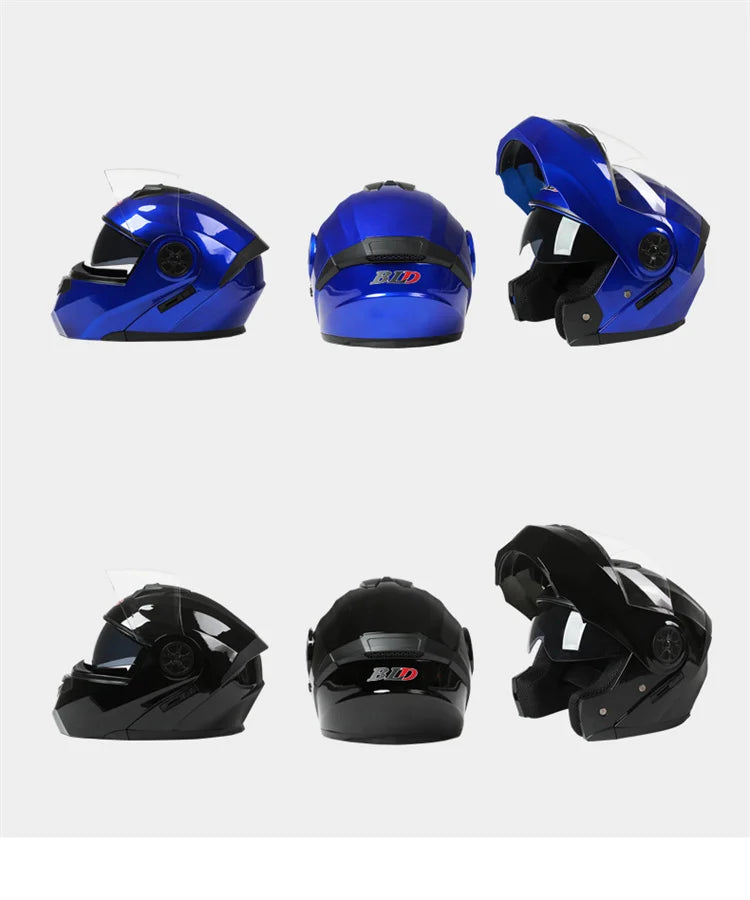 BLD Personalizado Motocicleta Full Face Capacete Homens Mulheres Moda Lente Dupla Capacetes Motocross Corrida Modular Flip Up Casco Moto