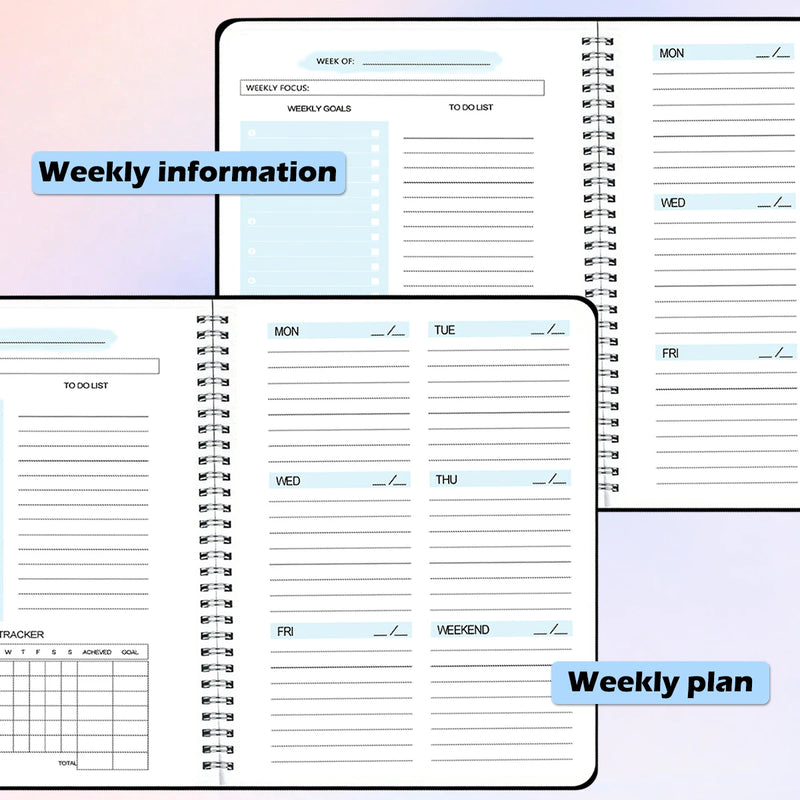 2024 Planner - Planejador semanal agenda bloco de notas a5 notebook 52 planejador semanal agenda papelaria escola material de escritório papelaria