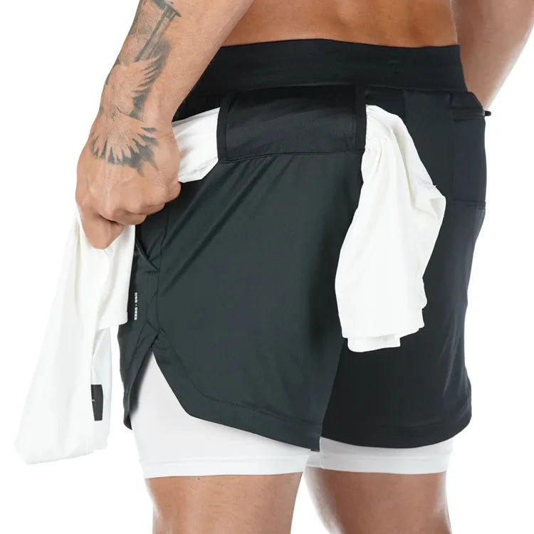 Shorts de corrida camuflados masculinos, shorts esportivos de academia 2 em 1, secagem rápida, treino, academia, fitness, corrida, calças curtas, verão, shorts masculinos