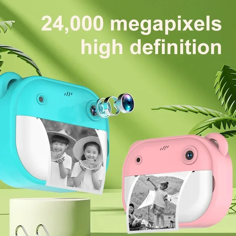 Crianças câmera de impressão instantânea crianças vídeo fotografia câmera fotográfica digital brinquedo mini impressora térmica para menino meninas presente aniversário