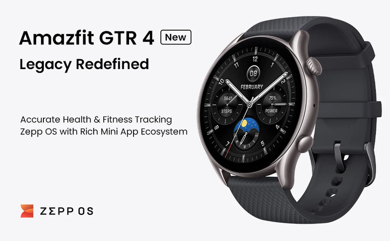 24hours shipping 2024 Amazfit GTR 4 NEW Smartwatch GTR 4 com display AMOLED, aplicativo Zepp OS, bateria de 12 dias, relógio GPS para telefone Android e iOS, nova versão 46mm