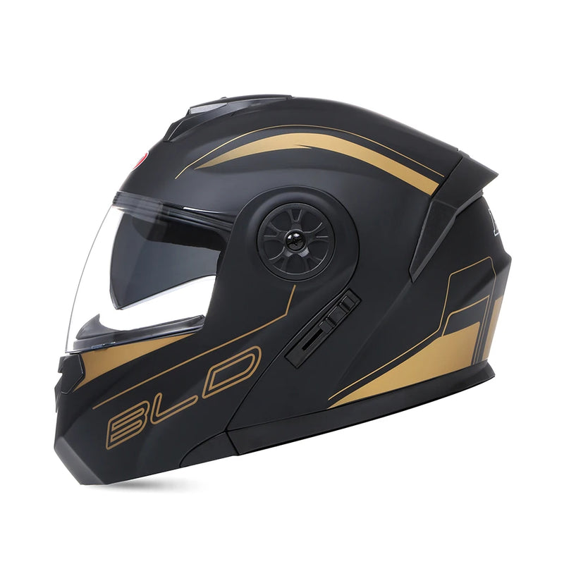 BLD Personalizado Motocicleta Full Face Capacete Homens Mulheres Moda Lente Dupla Capacetes Motocross Corrida Modular Flip Up Casco Moto