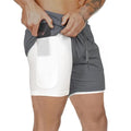 Shorts esportivos masculinos, shorts esportivos de corrida de dois andares, 2 em 1, calças de praia, verão, academia, treinamento de fitness, calças curtas de corrida masculinas