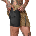 Shorts esportivos masculinos, shorts esportivos de corrida de dois andares, 2 em 1, calças de praia, verão, academia, treinamento de fitness, calças curtas de corrida masculinas