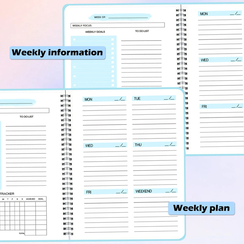 2024 Planner - Planejador semanal agenda bloco de notas a5 notebook 52 planejador semanal agenda papelaria escola material de escritório papelaria