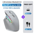 Bluetooth +2.4G Mouse sem fio recarregável 12 cores RGB LED Gaming Mouse ergonômico para computador gamer laptop iPad