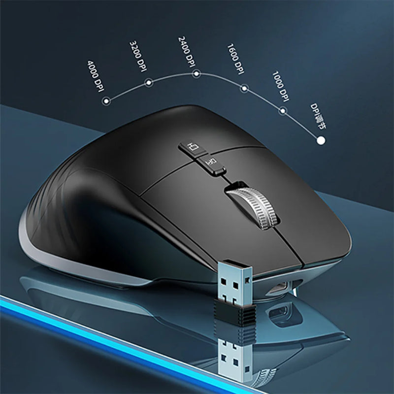 Bluetooth +2.4G Mouse sem fio recarregável 12 cores RGB LED Gaming Mouse ergonômico para computador gamer laptop iPad